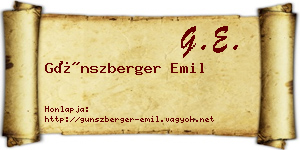 Günszberger Emil névjegykártya